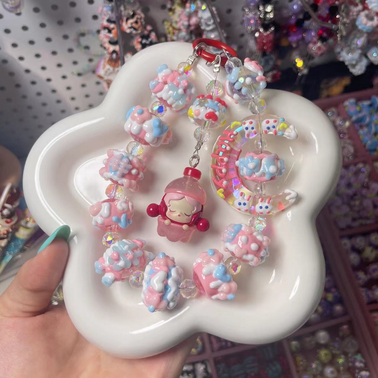 DIY Beads 【Payment link 】Hand Parit Beads DIY Phonechain Keychain - BEAR GIRL