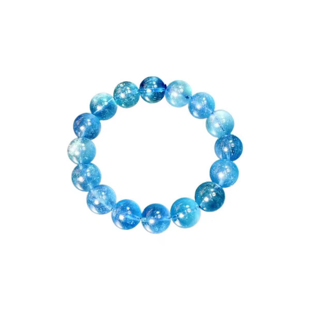 (Aquamarine)Aquamarine Bracelet March Birthstone Beaded Stretch Bracelets for Meditation/Balance Stretch Bracelets for Meditation/Birthstone of March Pisces/Soothing Spritual Gift for Couple - BEAR GIRL