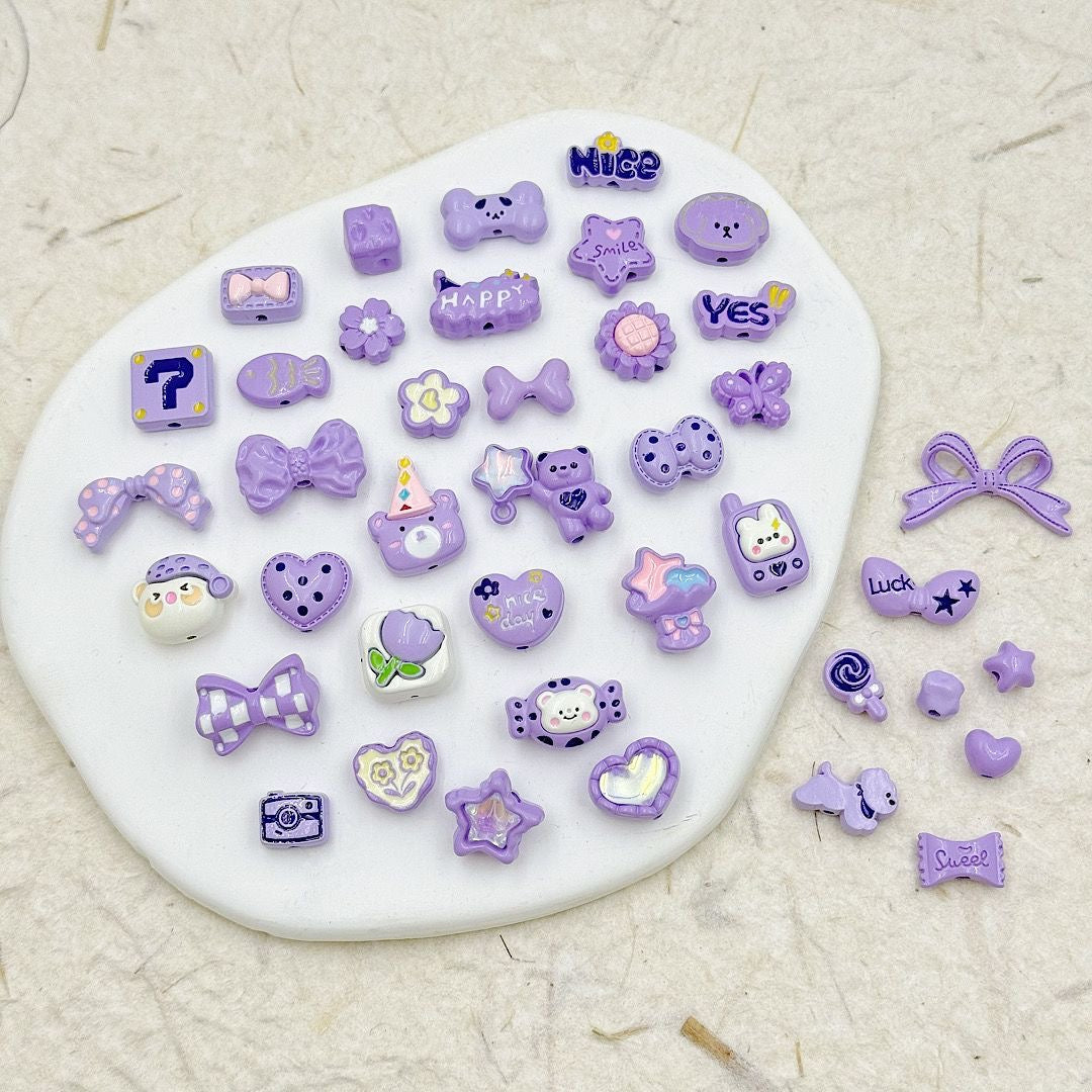 Mixed Color Alloy Enamel 40-Piece Beading Material Pack – DIY Phone Charm & Keychain Jewelry Accessories for Handcraft