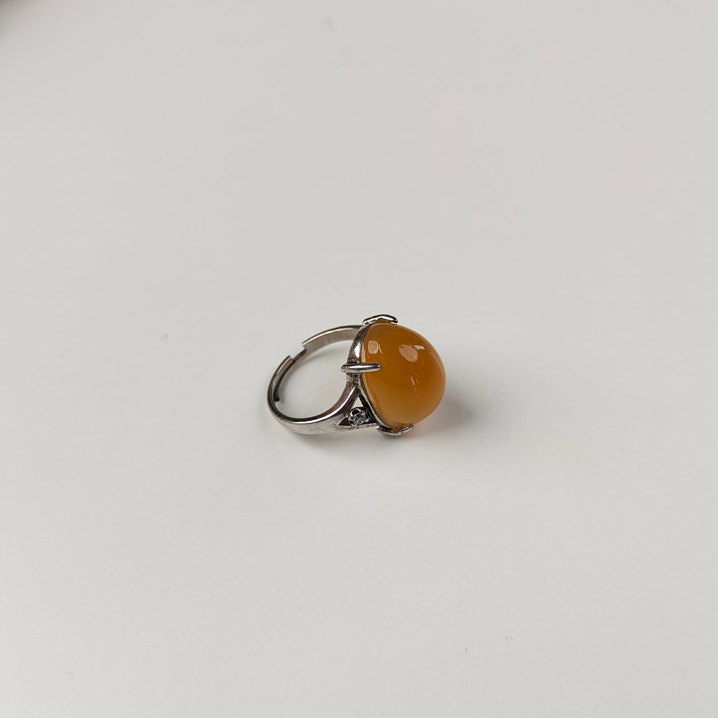 Yellow Agate Ring — Silver Setting | Adjustable | Joy & Solar Energy