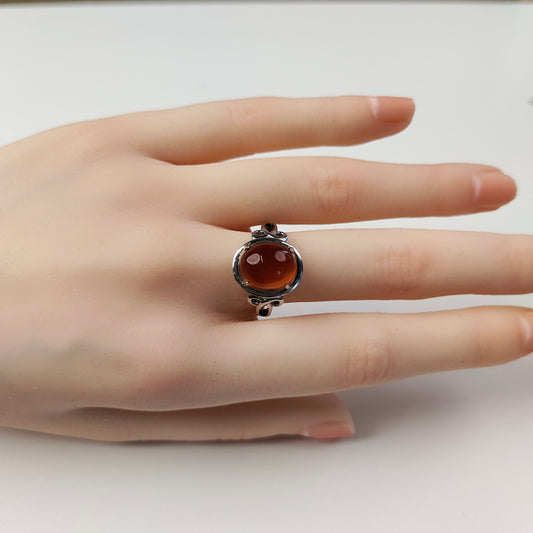 Red Agate Ring — Silver Vine Setting | Adjustable | Passion & Protection