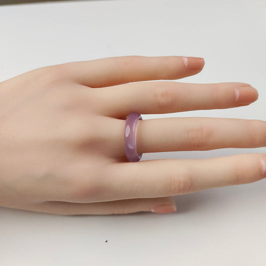 Lavender Agate Band Ring — Natural Stone | Calm & Intuition