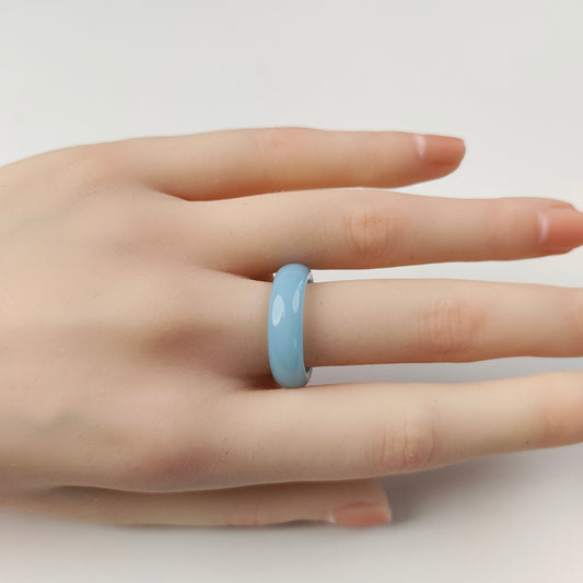 Sky Blue Agate Band Ring — Natural Stone | Clarity & Flow