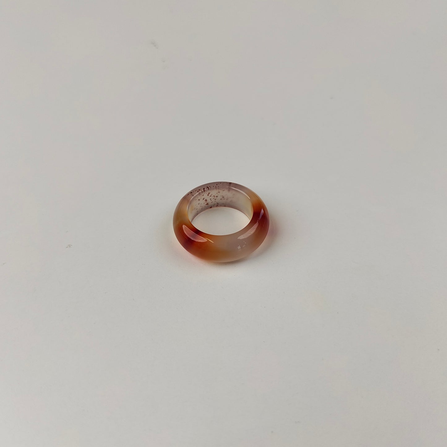 Red & White Agate Band Ring — Natural Stone | Balance & Vitality