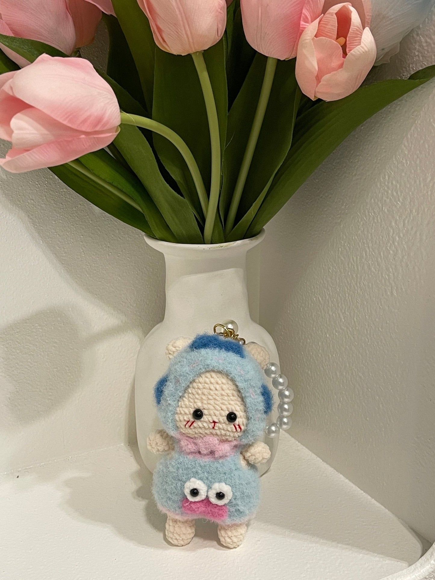 Cute Pearl Keychain Pendant - BEAR GIRL