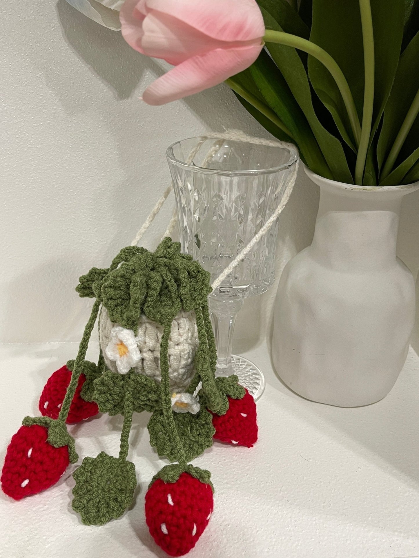 Wool felt fruit basket pendant, small and cute - BEAR GIRL