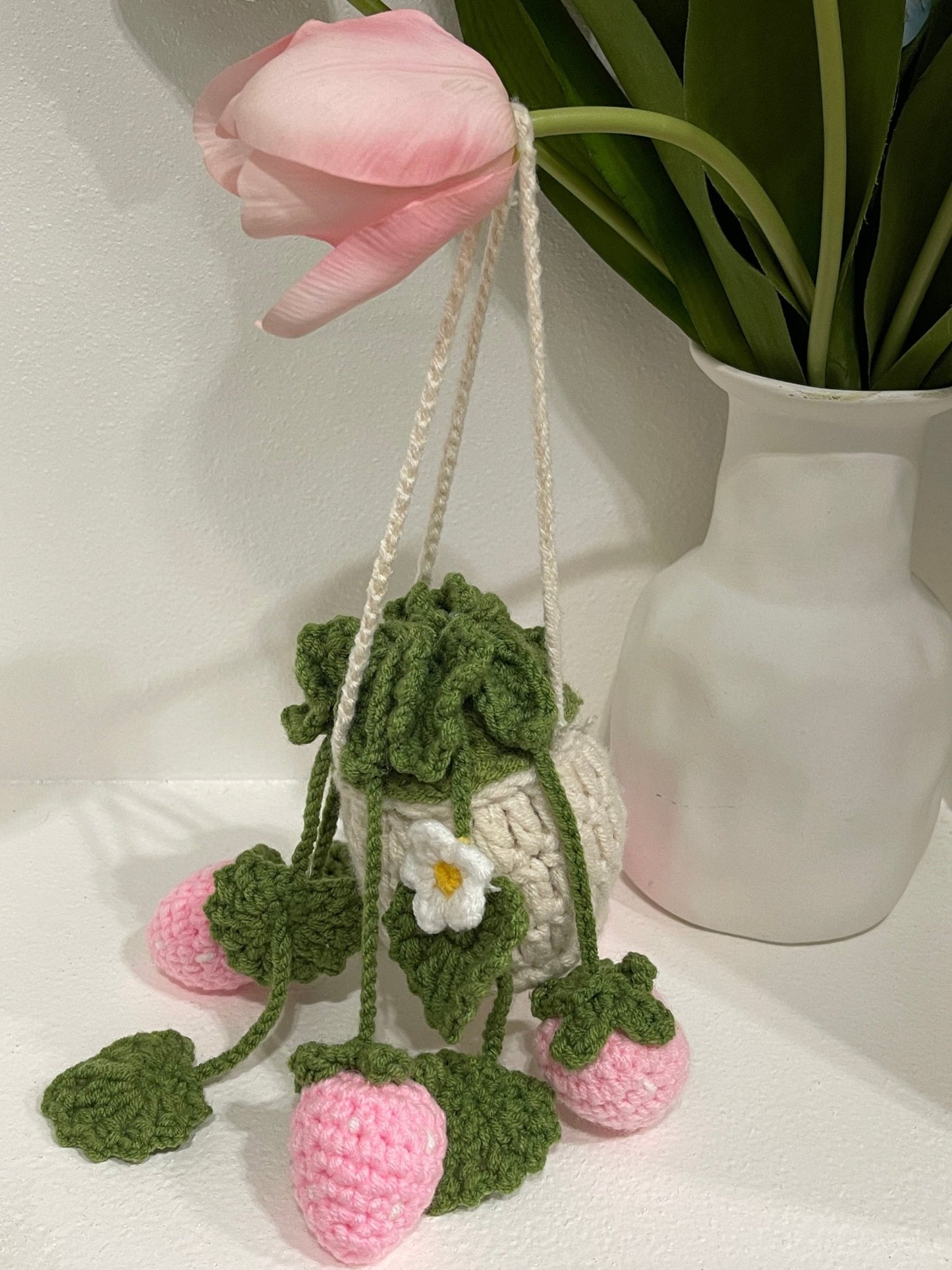 Wool felt fruit basket pendant, small and cute - BEAR GIRL