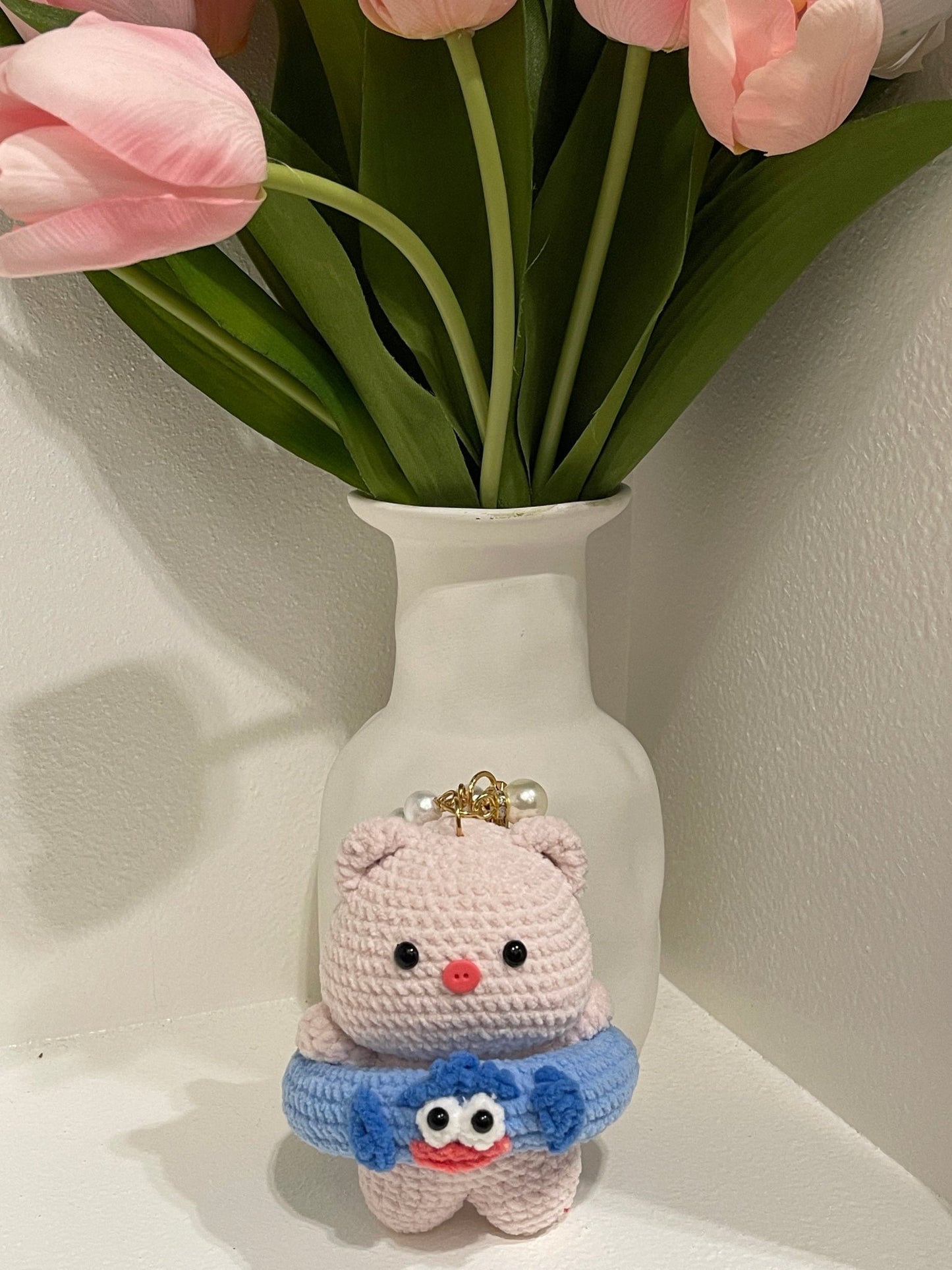 Cute Pearl Keychain Pendant - BEAR GIRL
