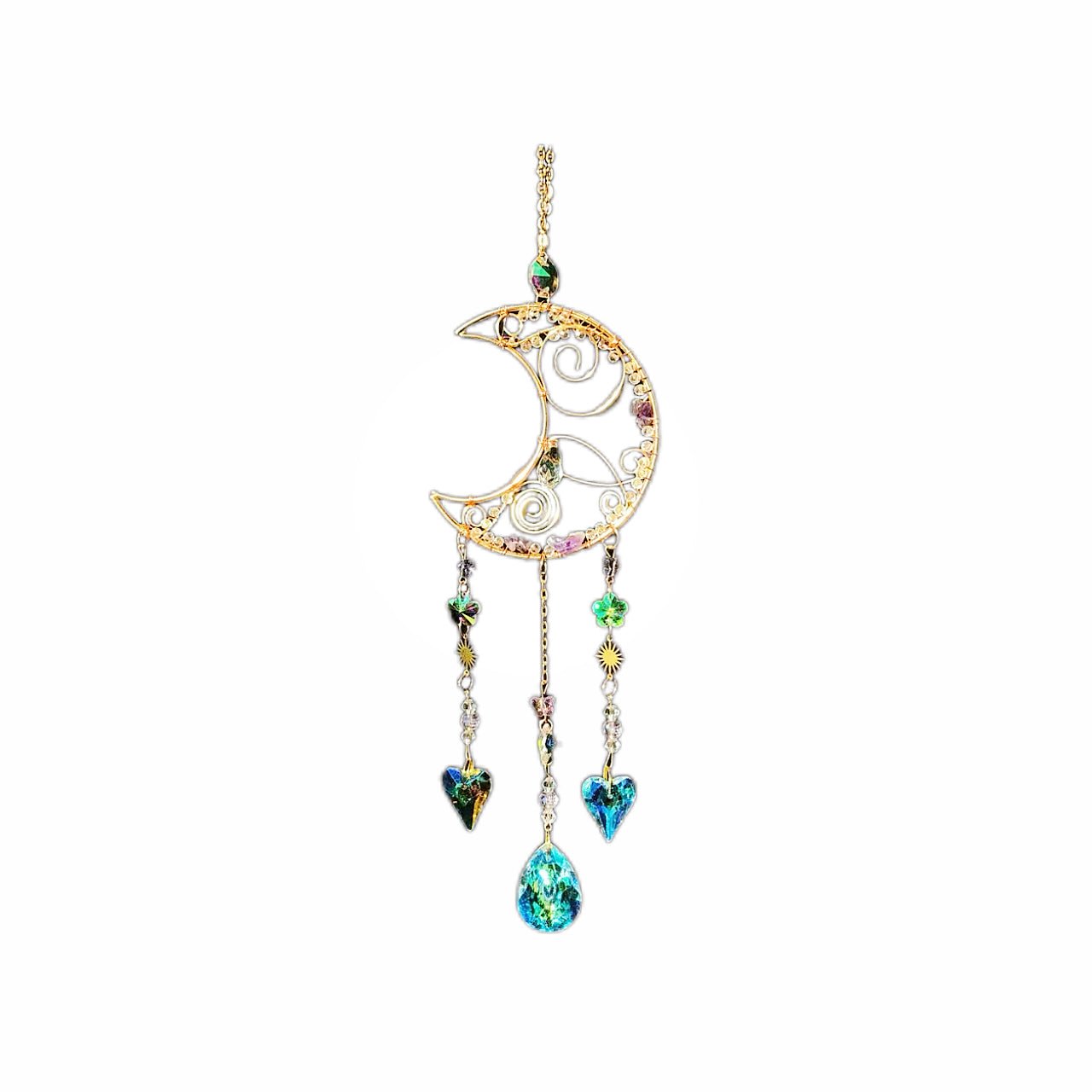(Golden crystal dream catcher)Gold Crystal Dream Catcher Bedroom interior decoration, boys and girls - BEAR GIRL