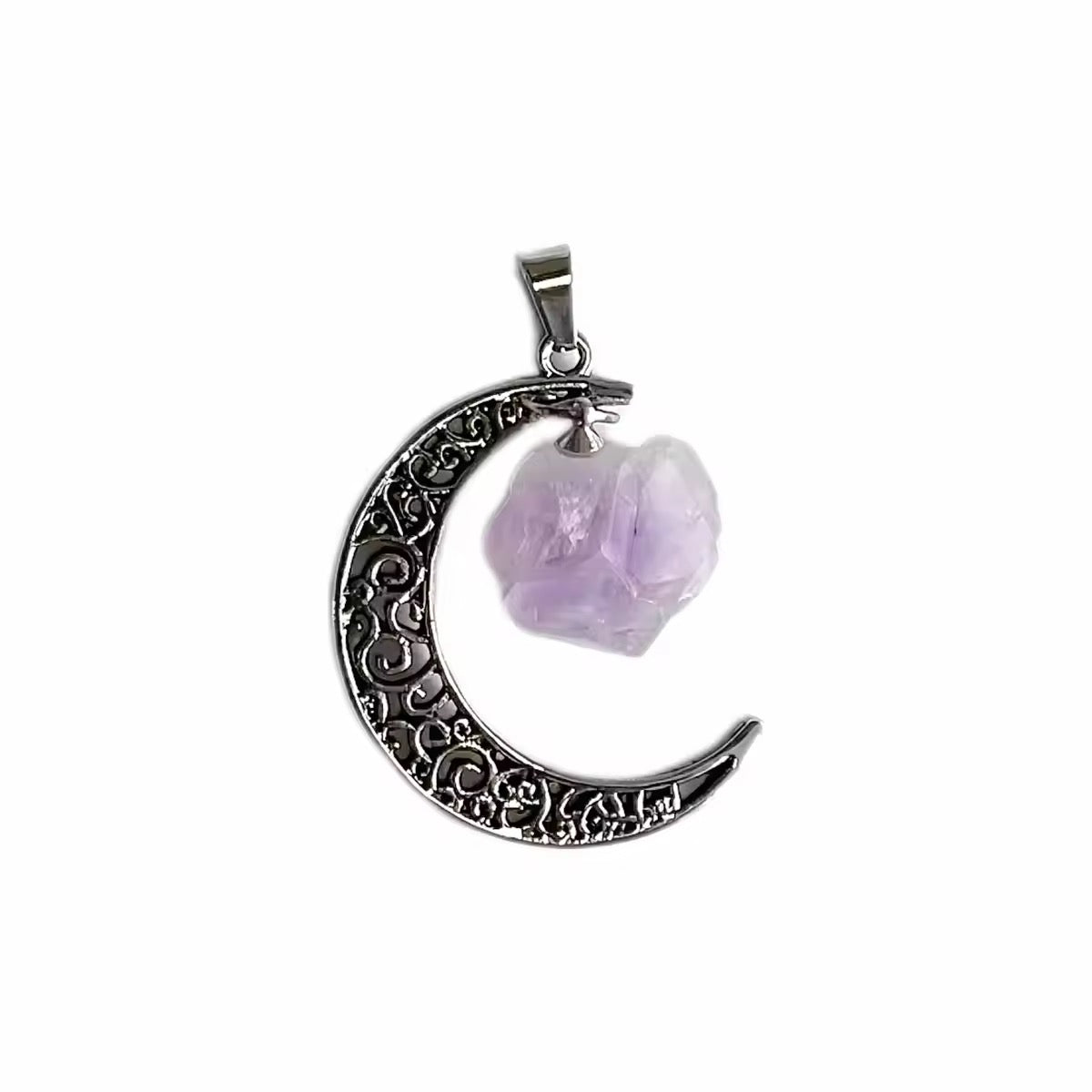 Positive energy Crystal Pendant Amethyst Powder crystal Heart star shape Original form crystal stone - BEAR GIRL