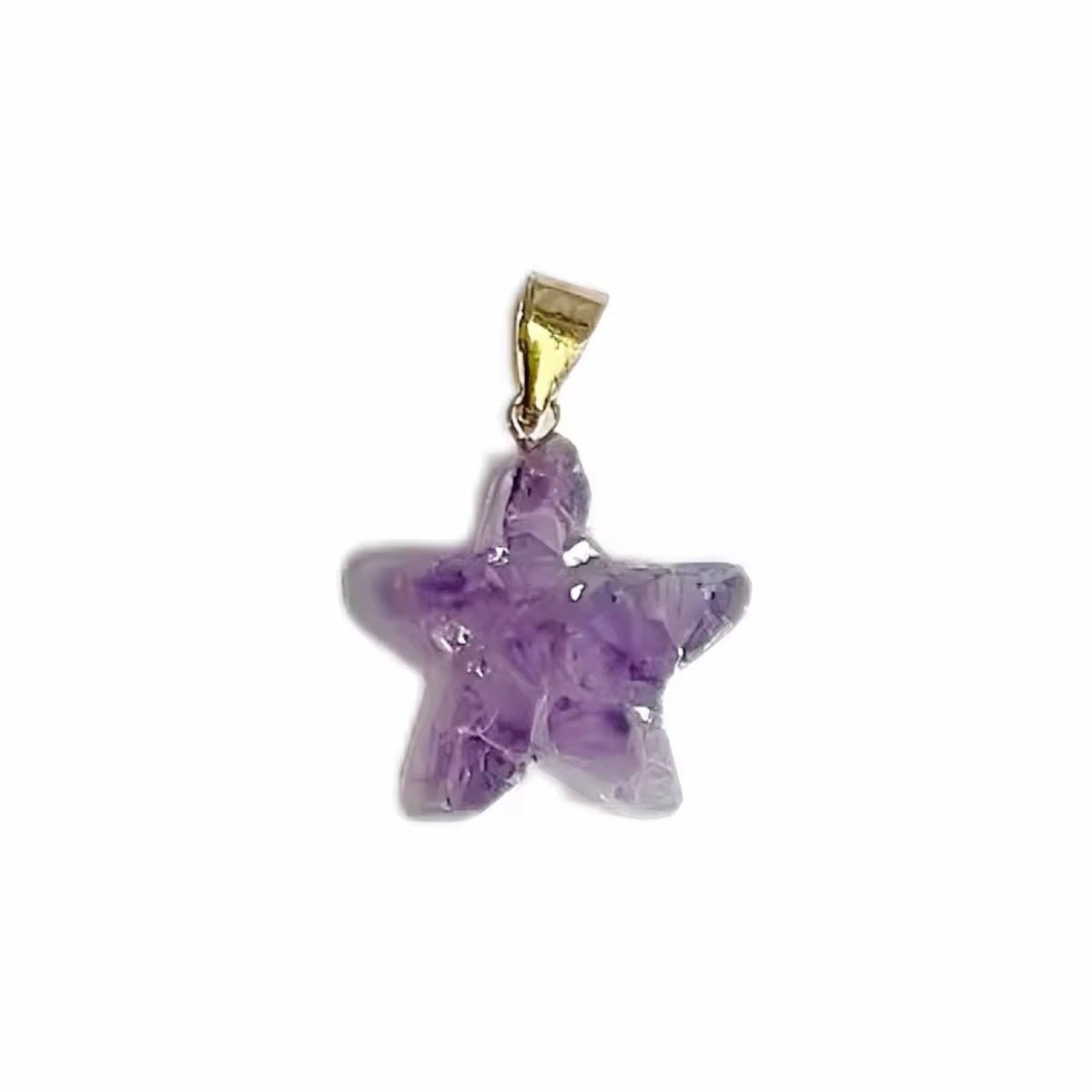 Positive energy Crystal Pendant Amethyst Powder crystal Heart star shape Original form crystal stone - BEAR GIRL