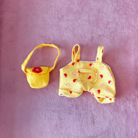 Cream - Yellow Apple Plaid Doll Outfit Set - BEAR GIRL