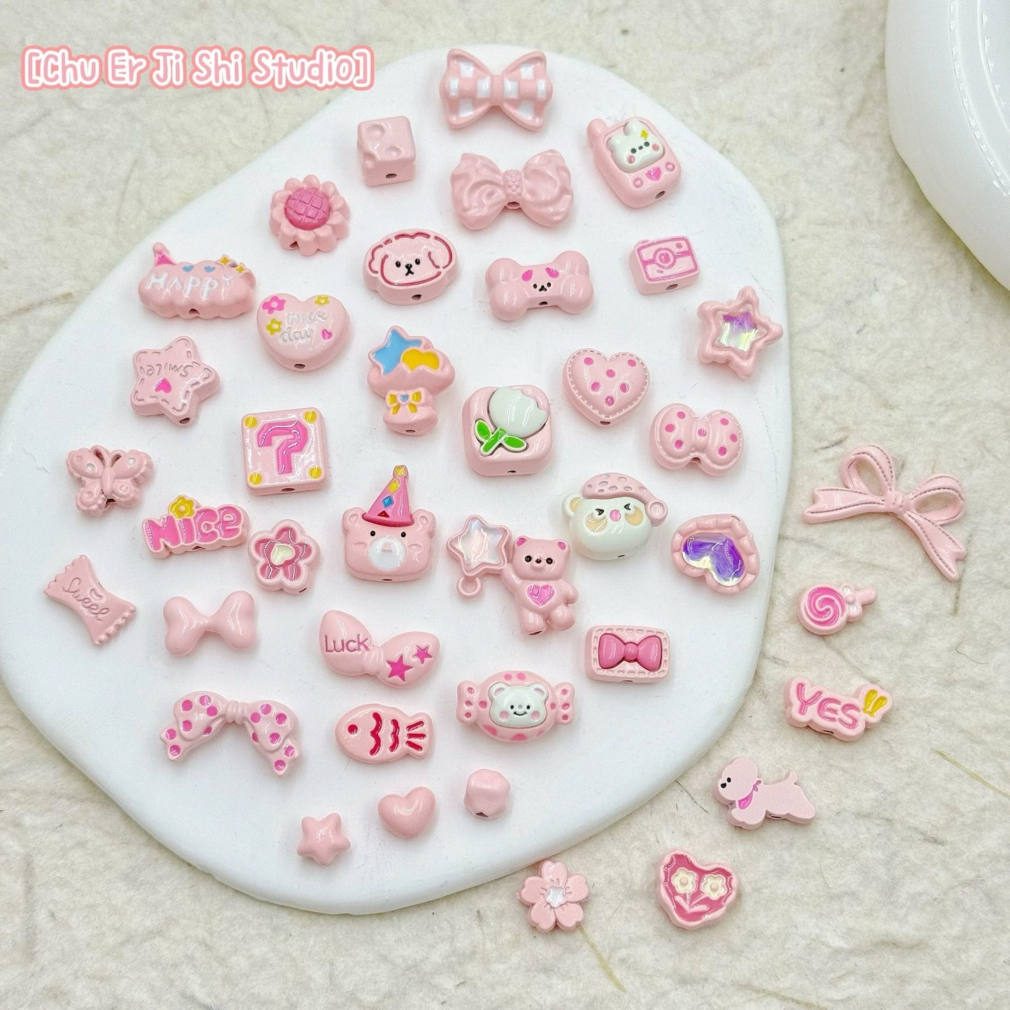 Mixed Color Alloy Enamel 40-Piece Beading Material Pack – DIY Phone Charm & Keychain Jewelry Accessories for Handcraft