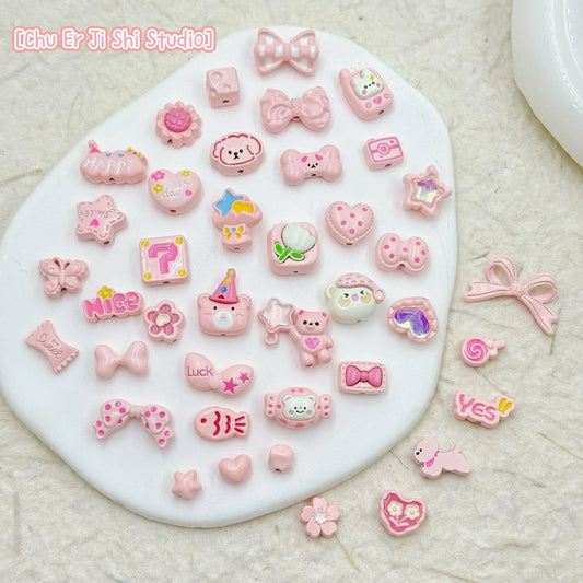 Mixed Color Alloy Enamel 40-Piece Beading Material Pack – DIY Phone Charm & Keychain Jewelry Accessories for Handcraft