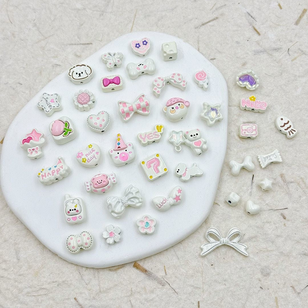 Mixed Color Alloy Enamel 40-Piece Beading Material Pack – DIY Phone Charm & Keychain Jewelry Accessories for Handcraft