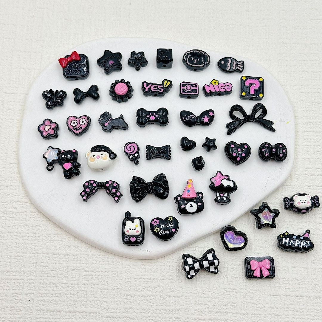 Mixed Color Alloy Enamel 40-Piece Beading Material Pack – DIY Phone Charm & Keychain Jewelry Accessories for Handcraft