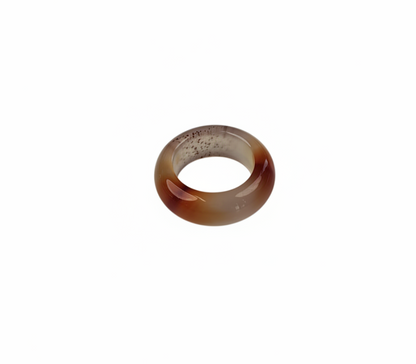 Red & White Agate Band Ring — Natural Stone | Balance & Vitality