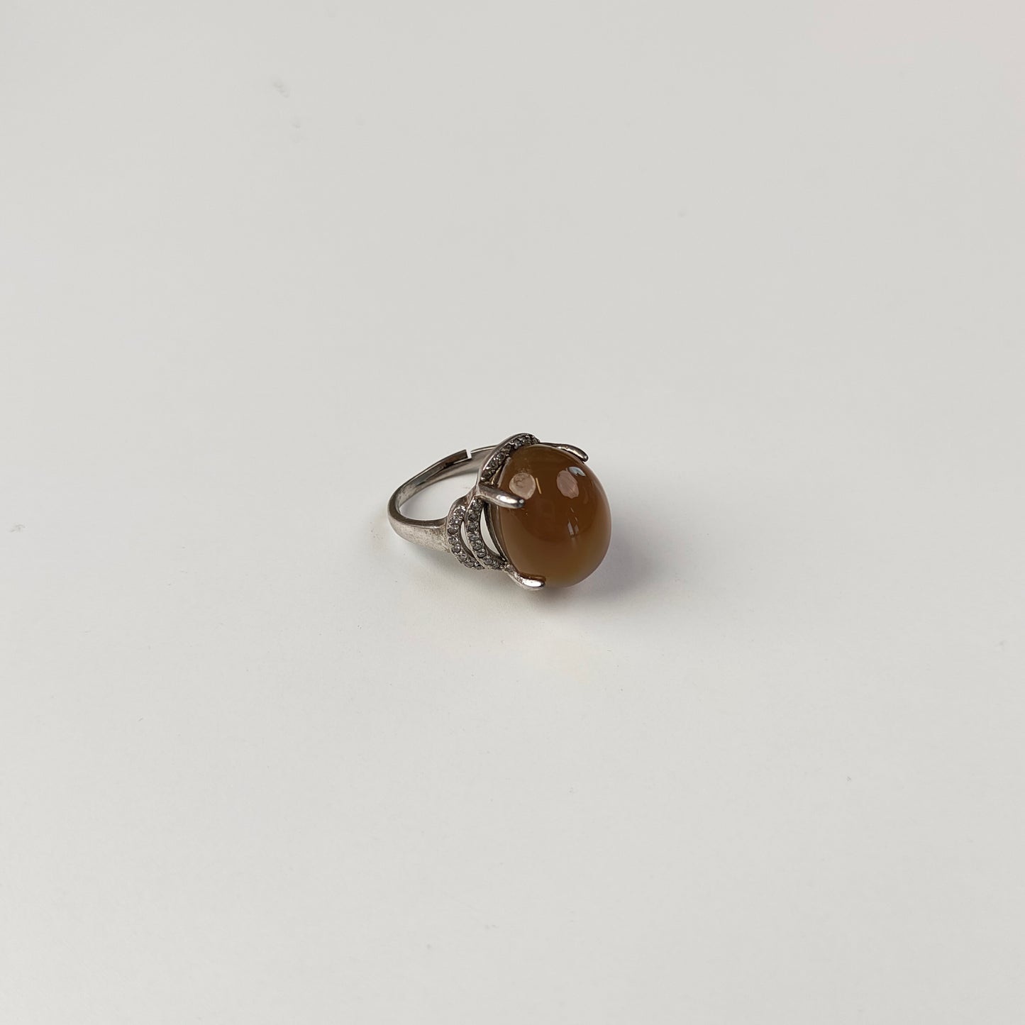 Brown Agate Ring — Silver Claw Setting | Adjustable | Grounding Energy