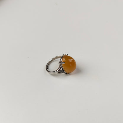 Yellow Agate Ring — Silver Setting | Adjustable | Joy & Solar Energy