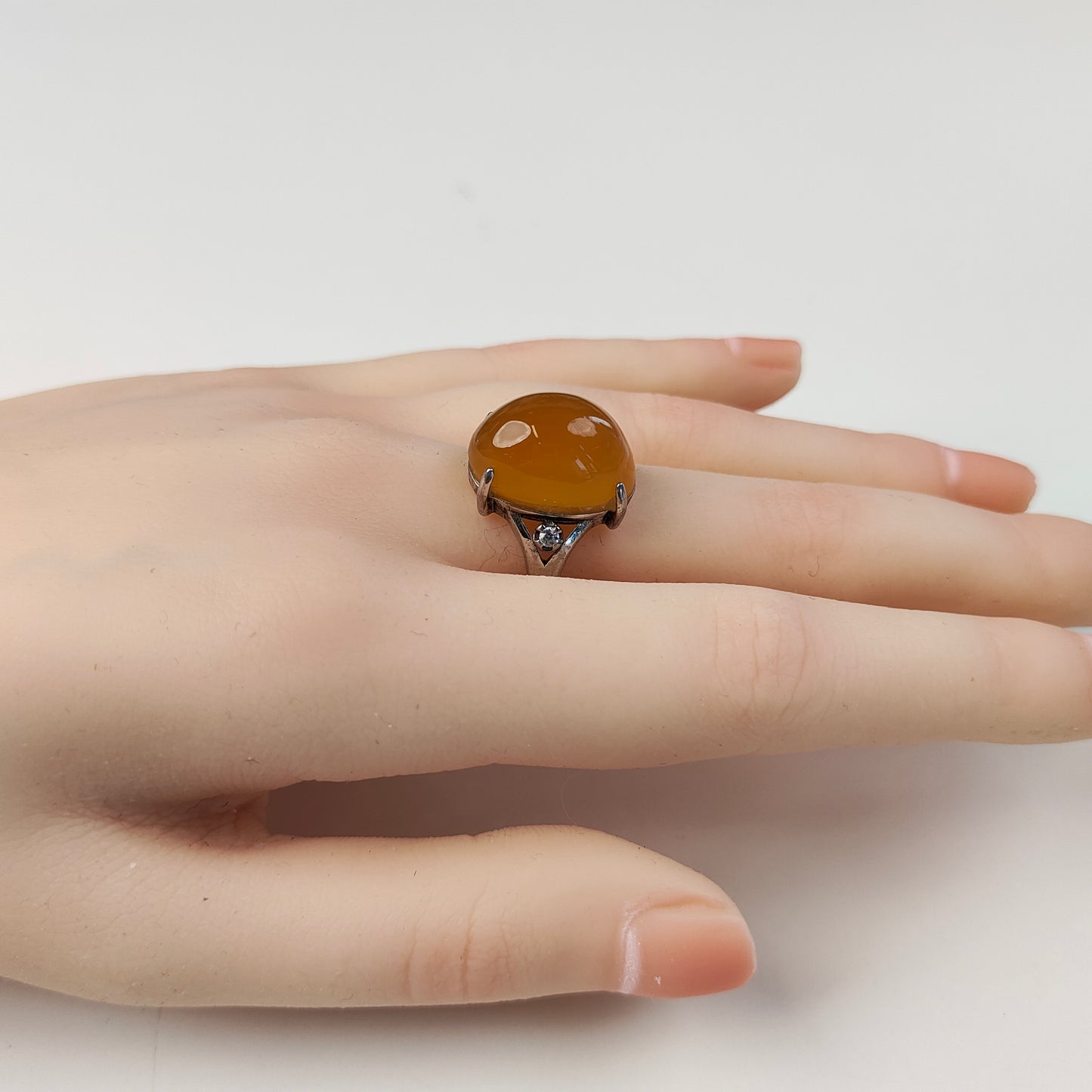 Yellow Agate Ring — Silver Setting | Adjustable | Joy & Solar Energy