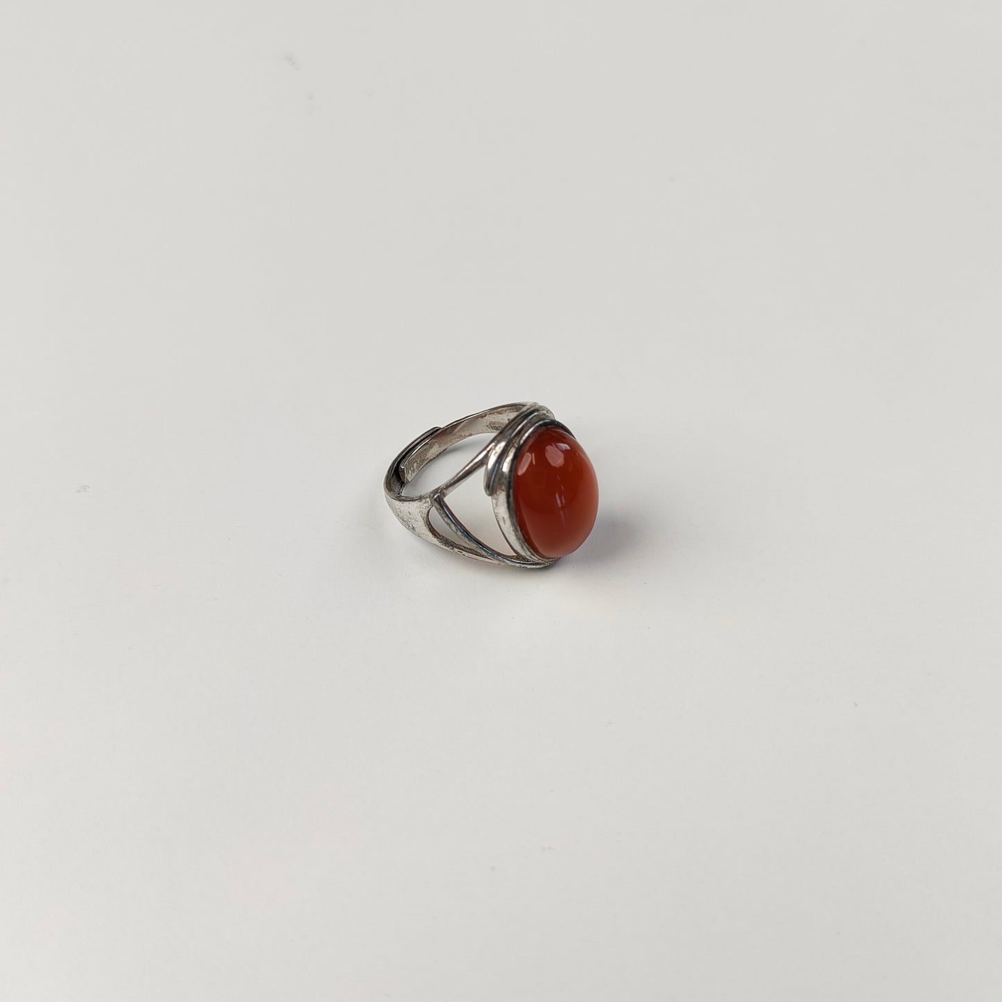 Red Agate Ring — Silver Wing Setting | Adjustable | Courage & Passion
