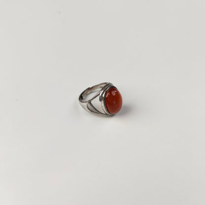 Red Agate Ring — Silver Wing Setting | Adjustable | Courage & Passion