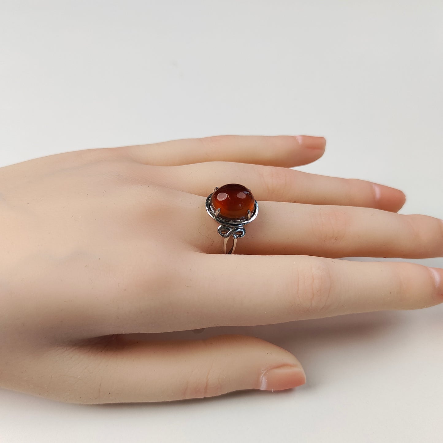 Red Agate Ring — Silver Vine Setting | Adjustable | Passion & Protection