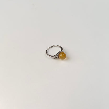 Yellow Agate Bead Ring — Wire Wrap | Adjustable | Joy & Solar Energy