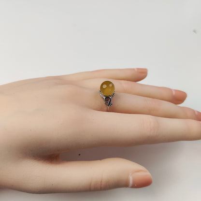 Yellow Agate Bead Ring — Wire Wrap | Adjustable | Joy & Solar Energy