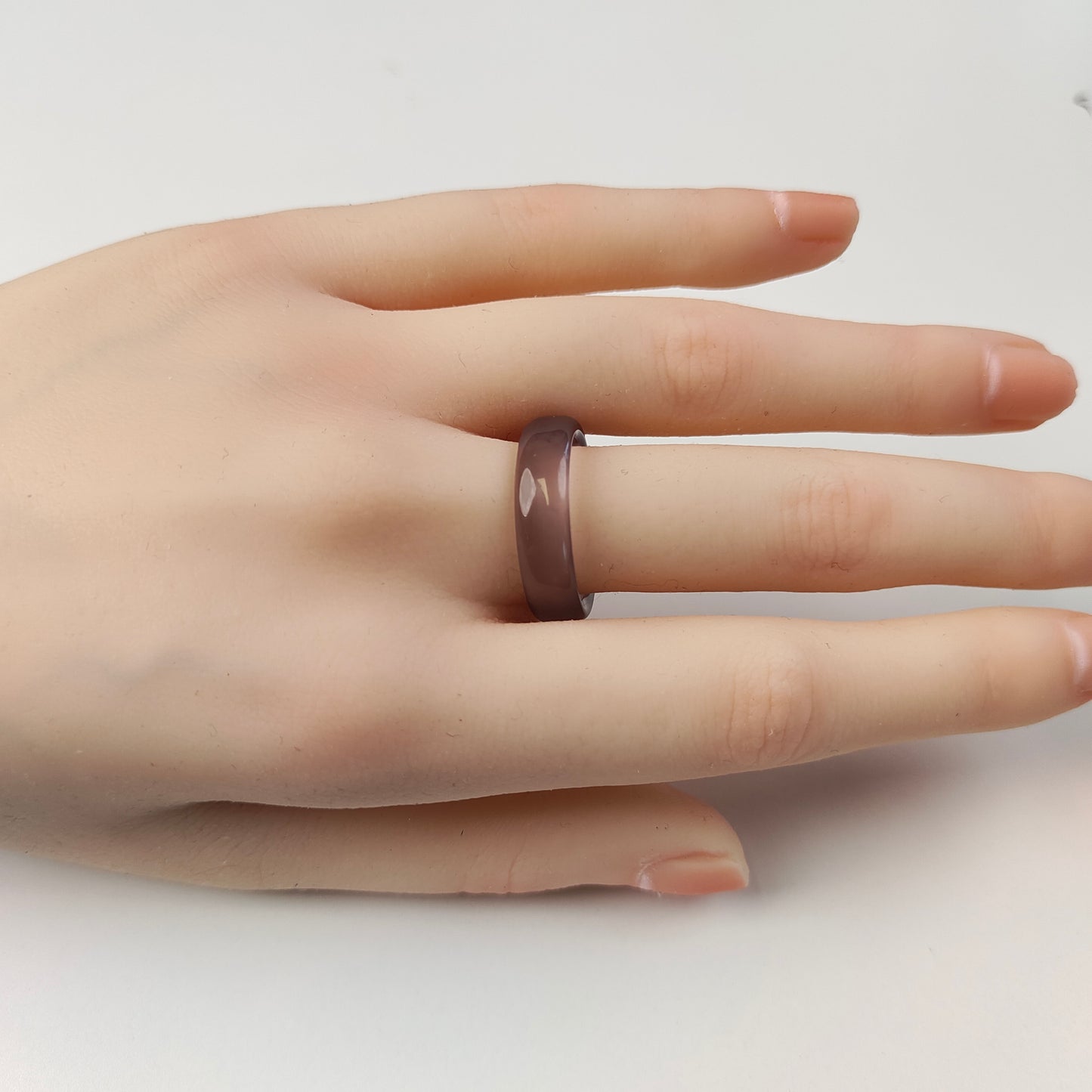 Smoky Purple Agate Band Ring — Natural Stone | Calm & Intuition