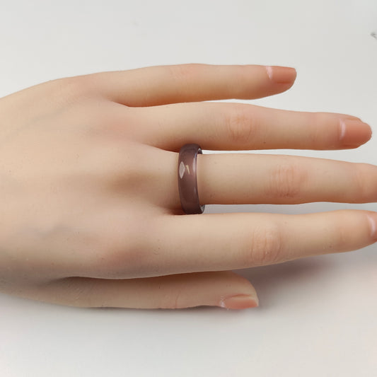Smoky Purple Agate Band Ring — Natural Stone | Calm & Intuition