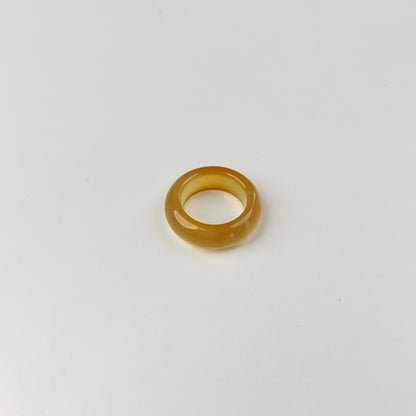 Honey Yellow Agate Band Ring — Natural Stone | Joy & Abundance