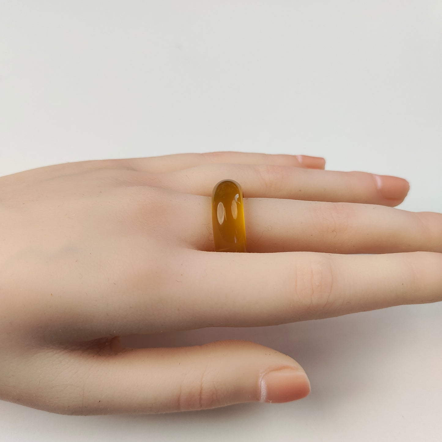 Honey Yellow Agate Band Ring — Natural Stone | Joy & Abundance