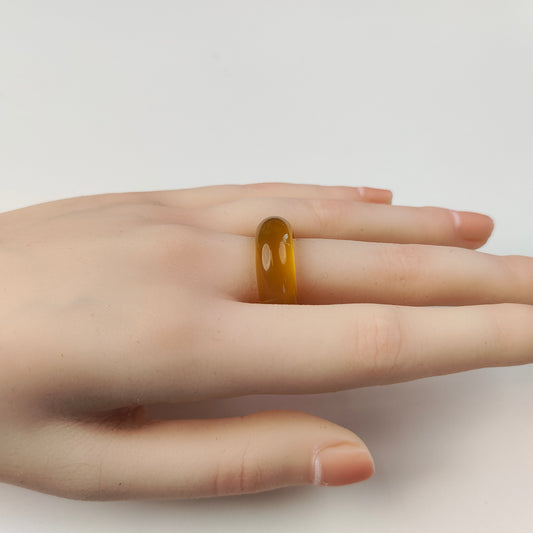 Honey Yellow Agate Band Ring — Natural Stone | Joy & Abundance