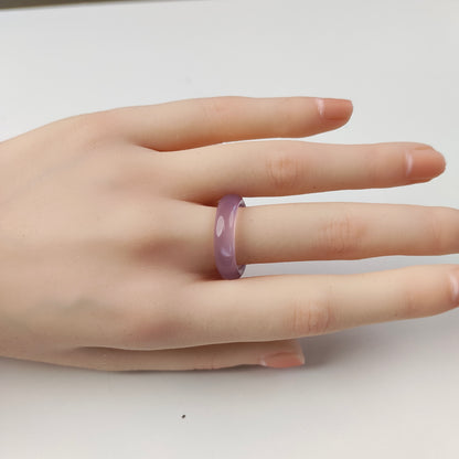 Lavender Agate Band Ring — Natural Stone | Calm & Intuition