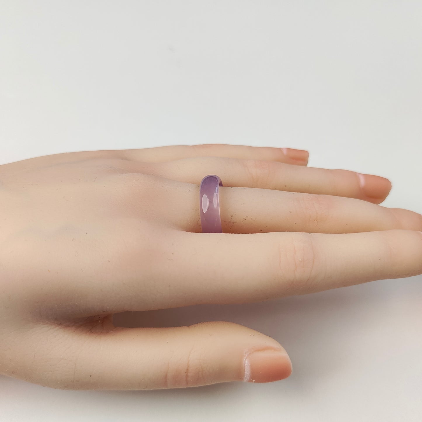 Lavender Agate Band Ring — Natural Stone | Calm & Intuition