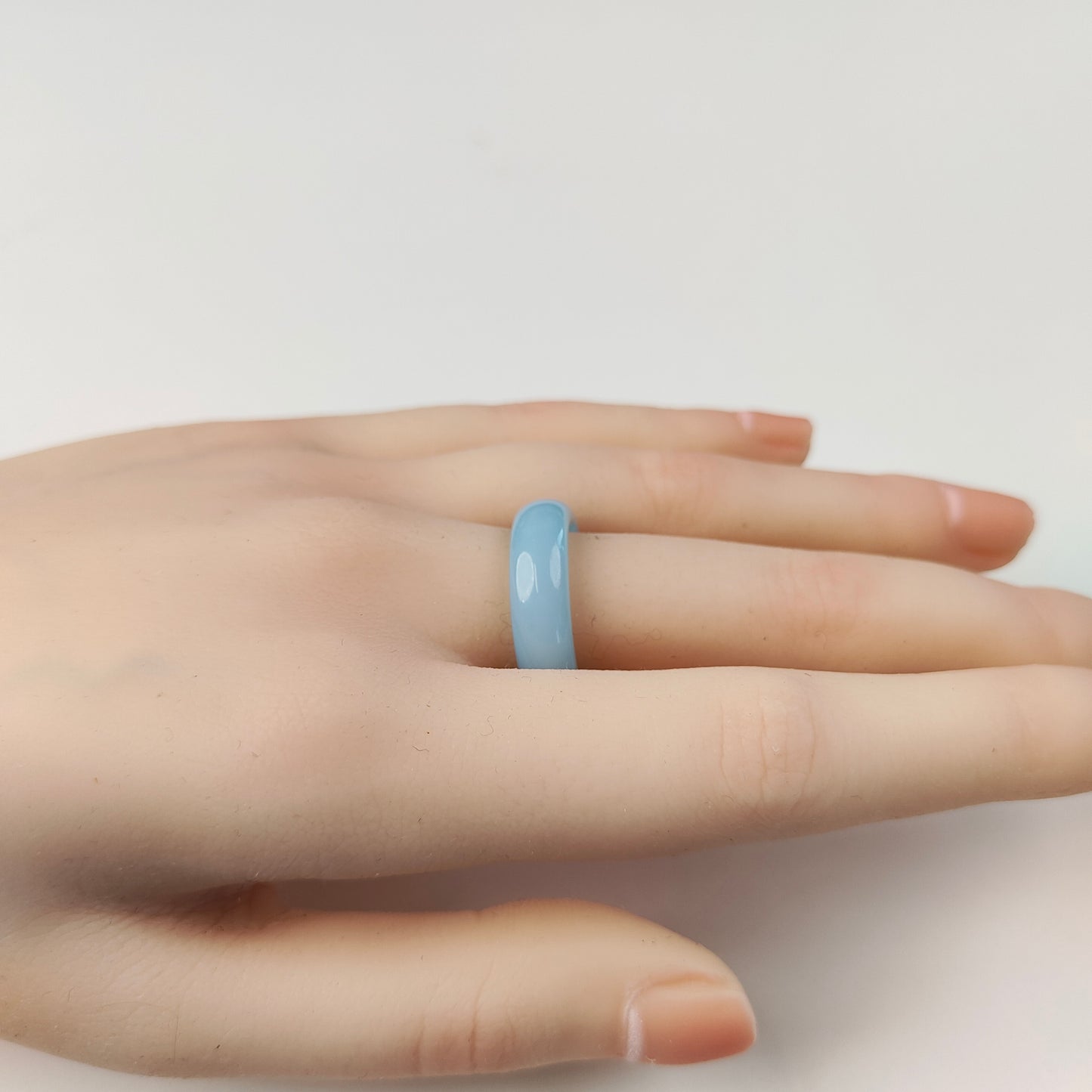 Sky Blue Agate Band Ring — Natural Stone | Clarity & Flow