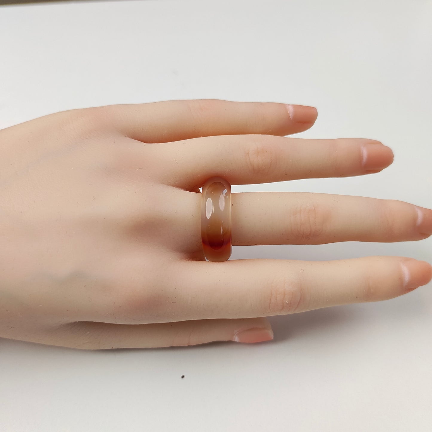 Red & White Agate Band Ring — Natural Stone | Balance & Vitality