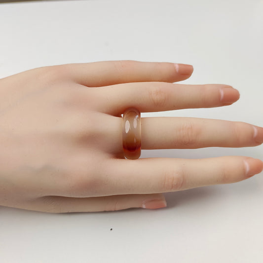 Red & White Agate Band Ring — Natural Stone | Balance & Vitality