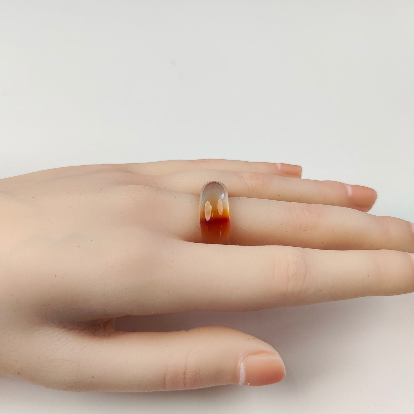 Red & White Agate Band Ring — Natural Stone | Balance & Vitality