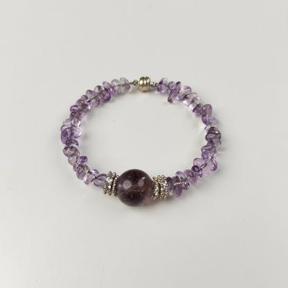 Amethyst Chip Bracelet — Deep Purple Focal Bead | Third Eye & Spiritual Protection
