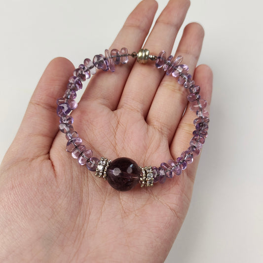 Amethyst Chip Bracelet — Deep Purple Focal Bead | Third Eye & Spiritual Protection