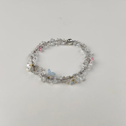 Clear Quartz Chip Bracelet — Flower & Butterfly Charms | Amplify & Manifest