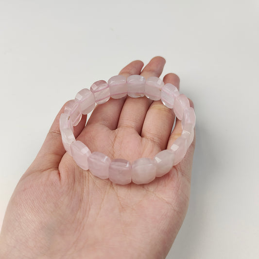 Rose Quartz Cube Bracelet — Natural Stone | Self-Love & Heart Chakra