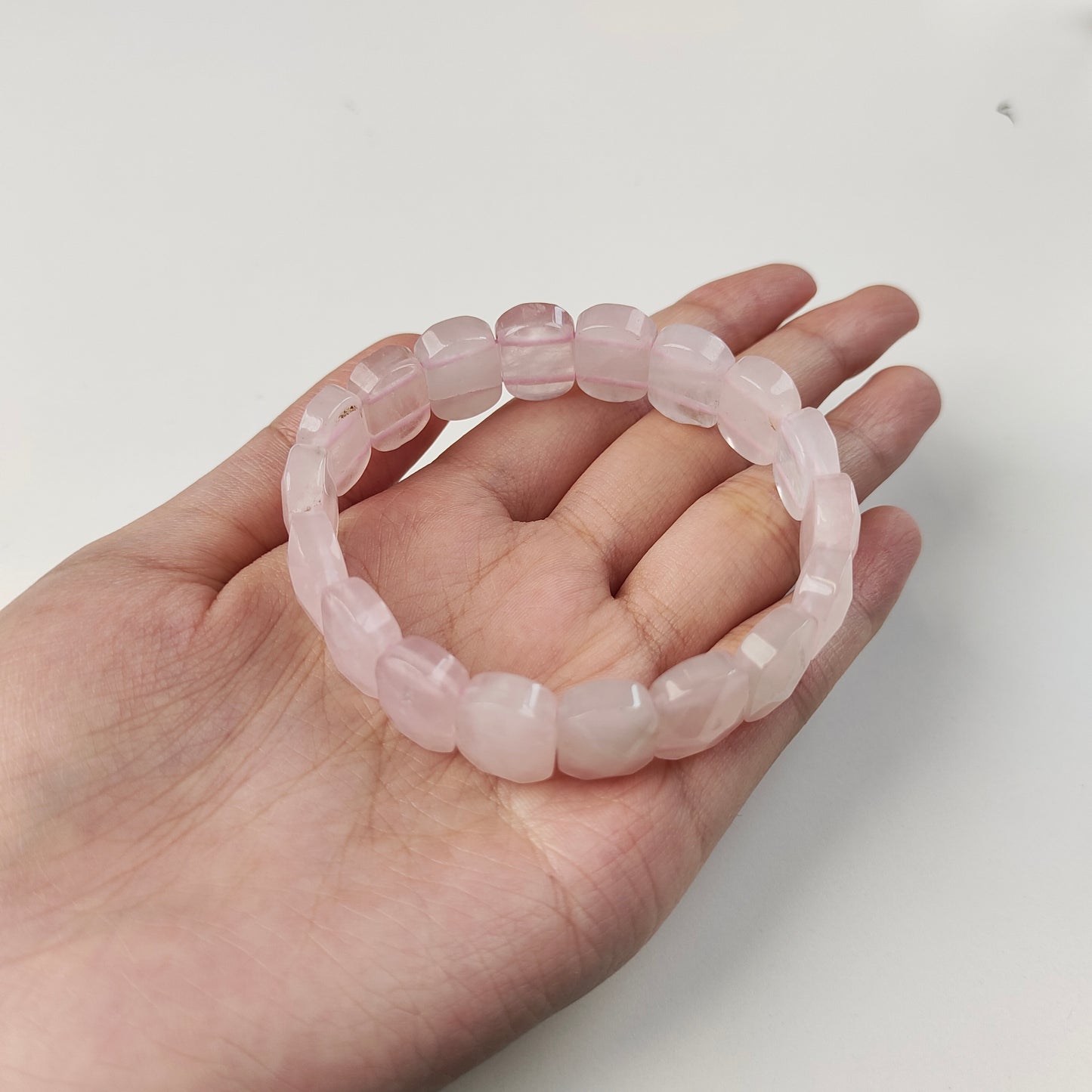 Rose Quartz Cube Bracelet — Natural Stone | Self-Love & Heart Chakra