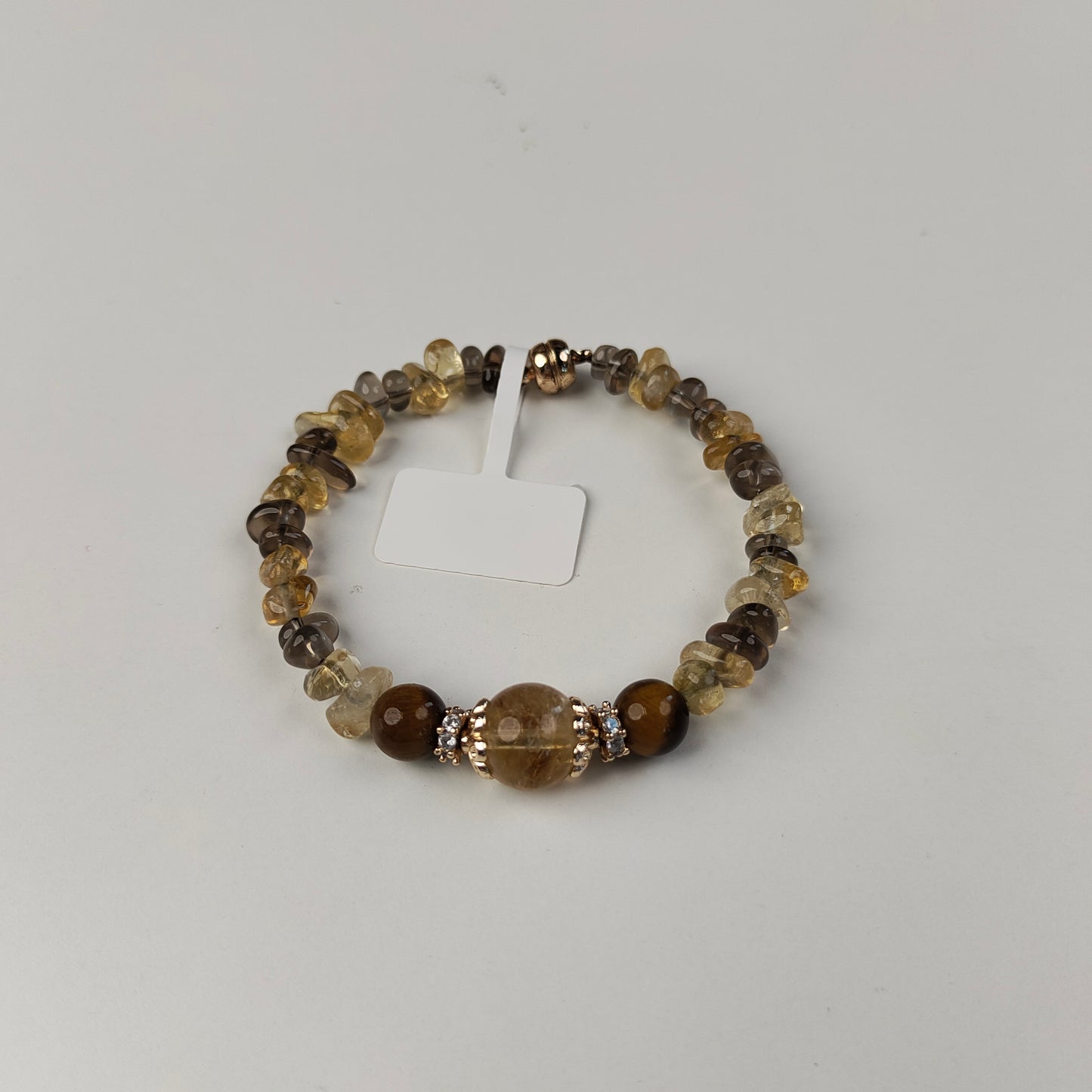 Agate Chip & Tiger Eye Bracelet — Gold Spacers | Grounding & Protection