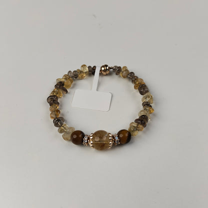 Agate Chip & Tiger Eye Bracelet — Gold Spacers | Grounding & Protection