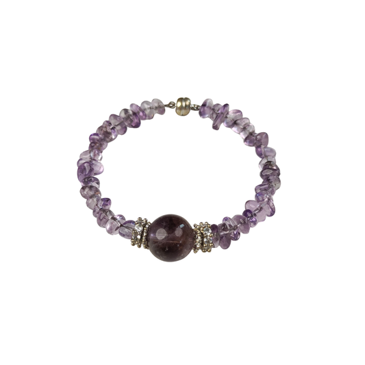 Amethyst Chip Bracelet — Deep Purple Focal Bead | Third Eye & Spiritual Protection
