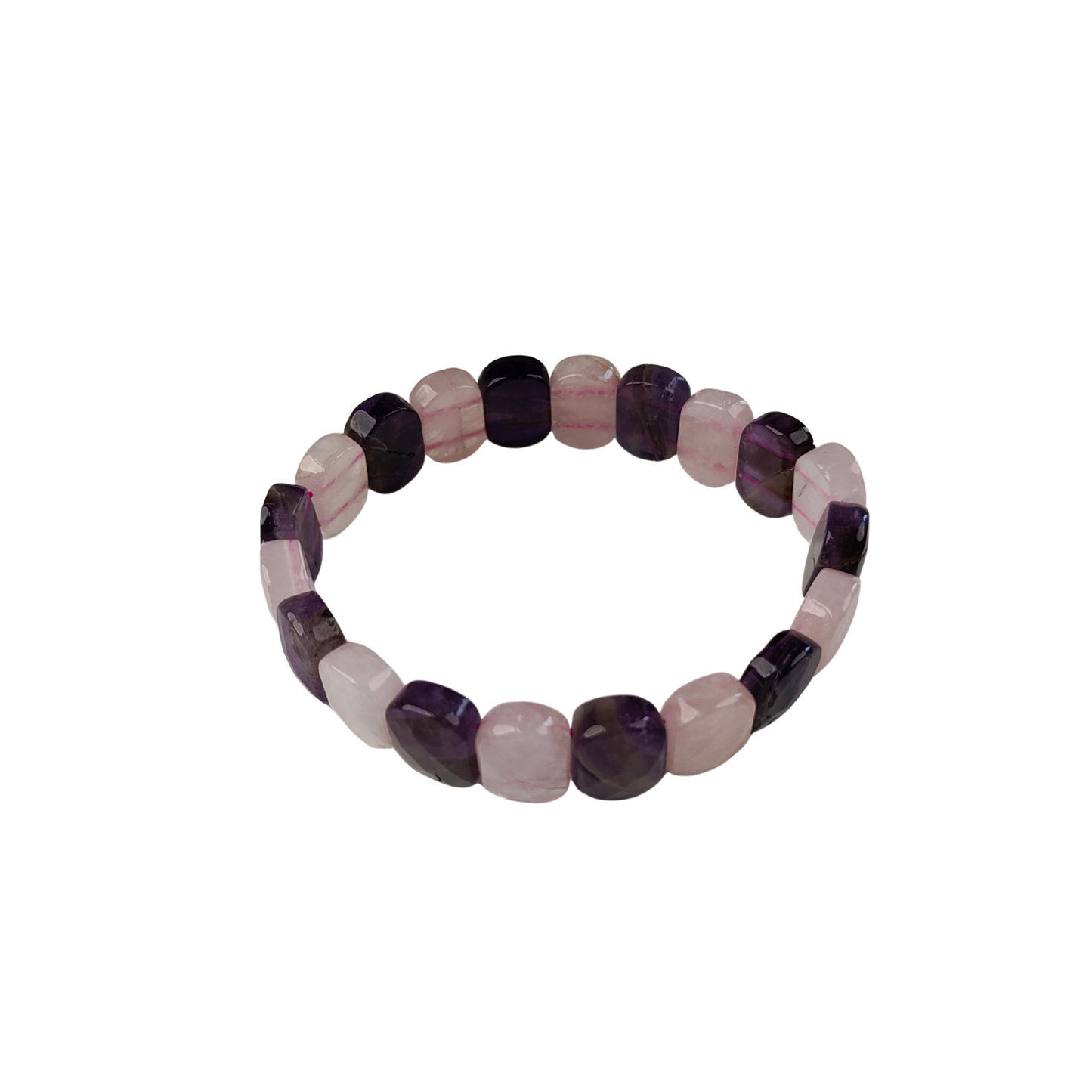 Rose Quartz & Fluorite Cube Bracelet — Natural Stone | Love & Wisdom