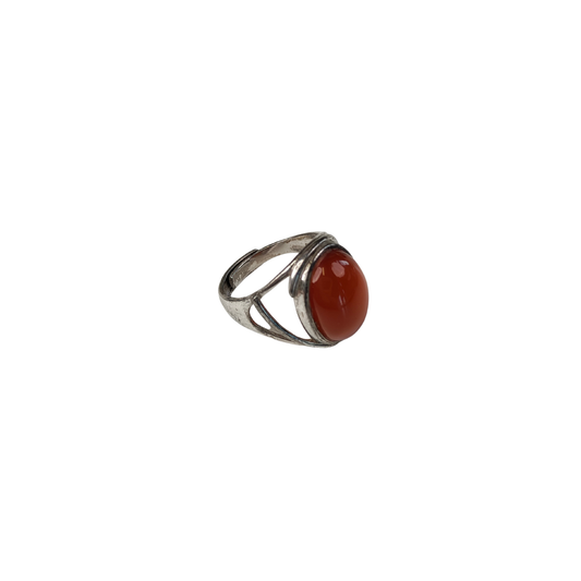 Red Agate Ring — Silver Wing Setting | Adjustable | Courage & Passion